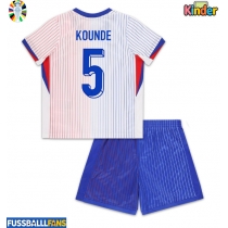 Frankreich Jules Kounde #5 Auswärts Trikotsatz Kinder EM 2024 Kurzarm (+ Kurze Hosen)
